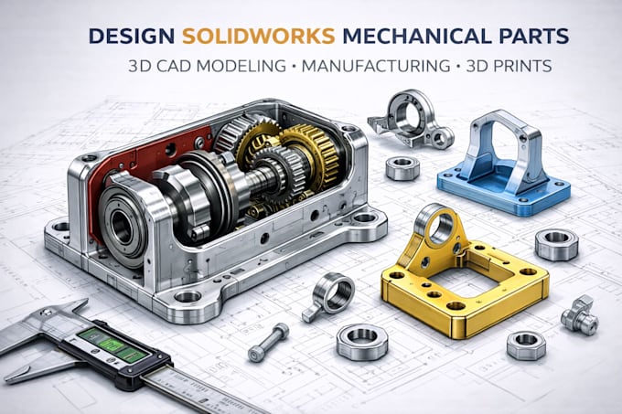 Design solidworks mechanical parts, 3d cad modeling manufacturing 3d ...