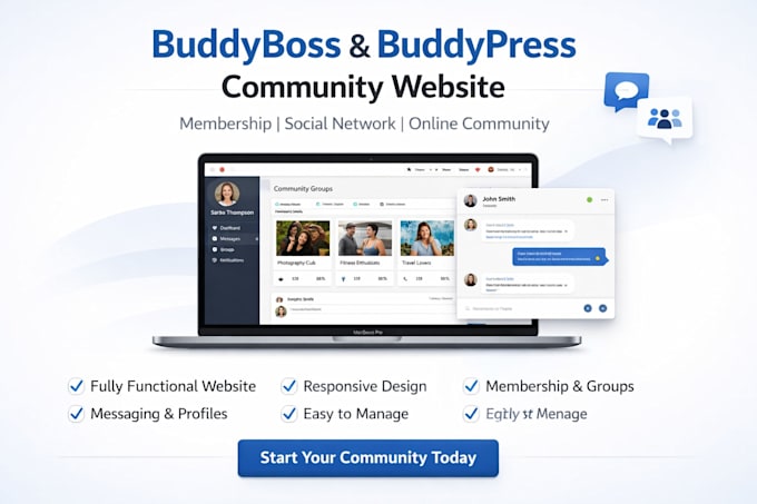 create a buddyboss or buddypress community membership website