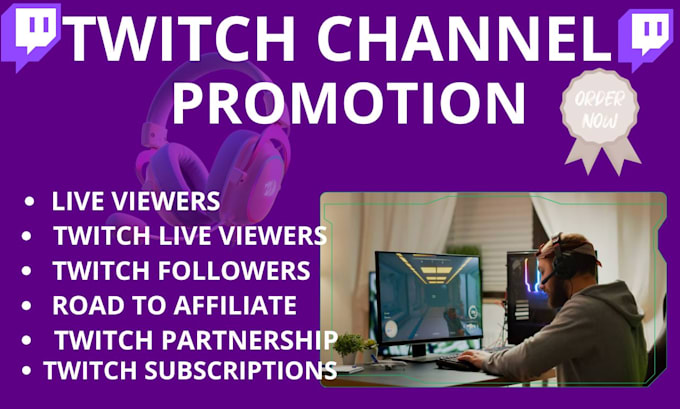 Promover transmissão ao vivo na twitch e atrair espectadores reais ...