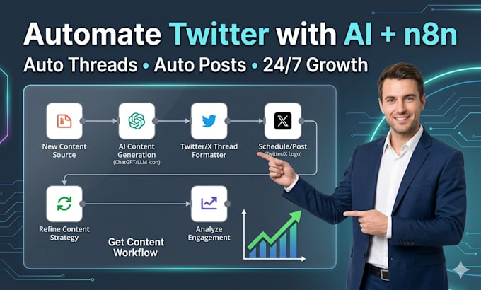 develop n8n ai x twitter threads social media posts automation workflow agent