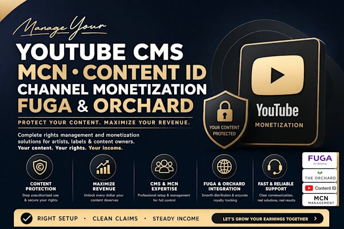 Gestisci il tuo contenuto youtube cms mcn id canale monetizzazione fuga ...