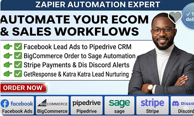 facebook ads bigcommerce pipedrive katra getresponse sage stripe discord integra