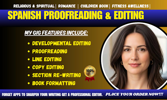 provide line edit, developmental editing  and proofreading for your spanish text