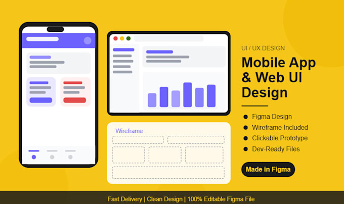 Do mobile app design and web app ui design with wireframe design in ...