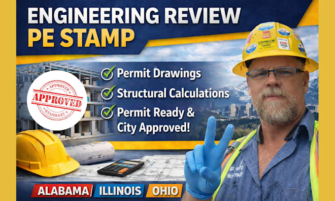 Licensed architect structional engineer pe stamp in alabama illinois ...