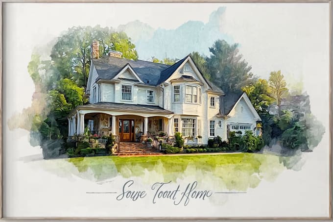 create a watercolor house portrait or buildings