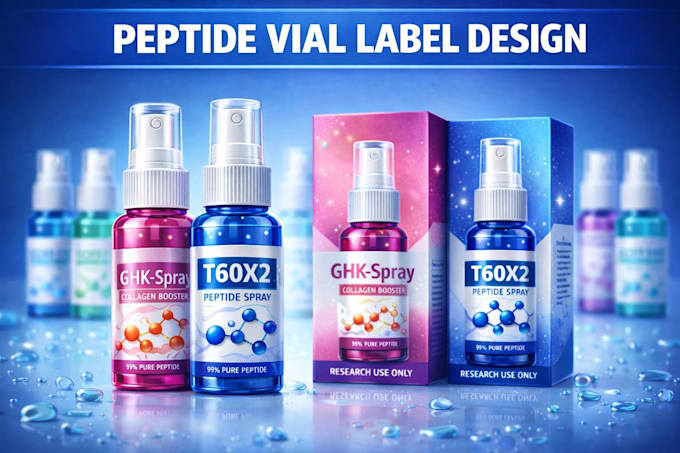 design peptide packaging supplement spray cosmetic label and packaging design