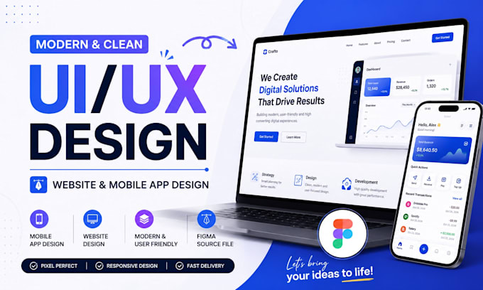 do website and app UI design in figma