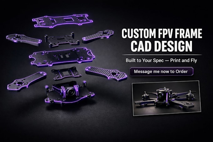 design custom 3d printable fpv drone or racing quad frame in cad