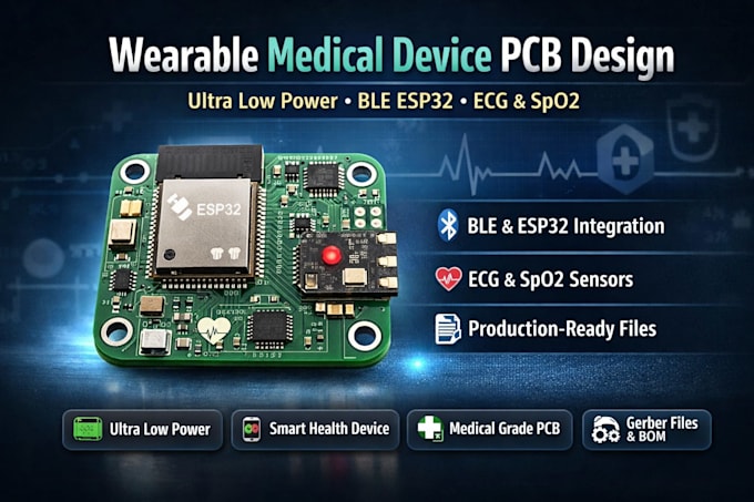 Spo2 Pcb Wearable medical device pcb with ultra low power ble esp32 ecg spo2 ...