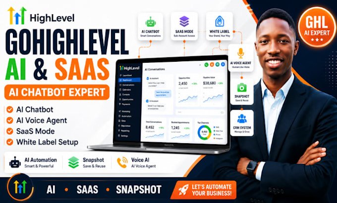 setup gohighlevel ai chatbot, saas, snapshots and white label CRM