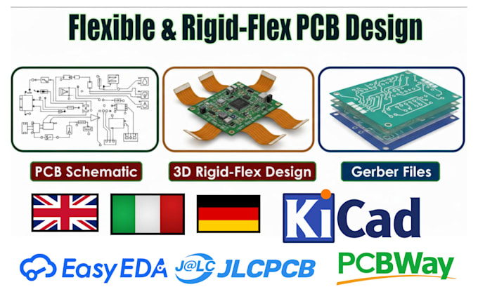 design flexible and rigid flex pcb with schematic and gerber files