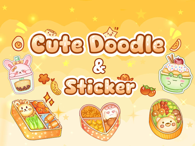 draw kawaii stickers, doodle, and sticker sheet