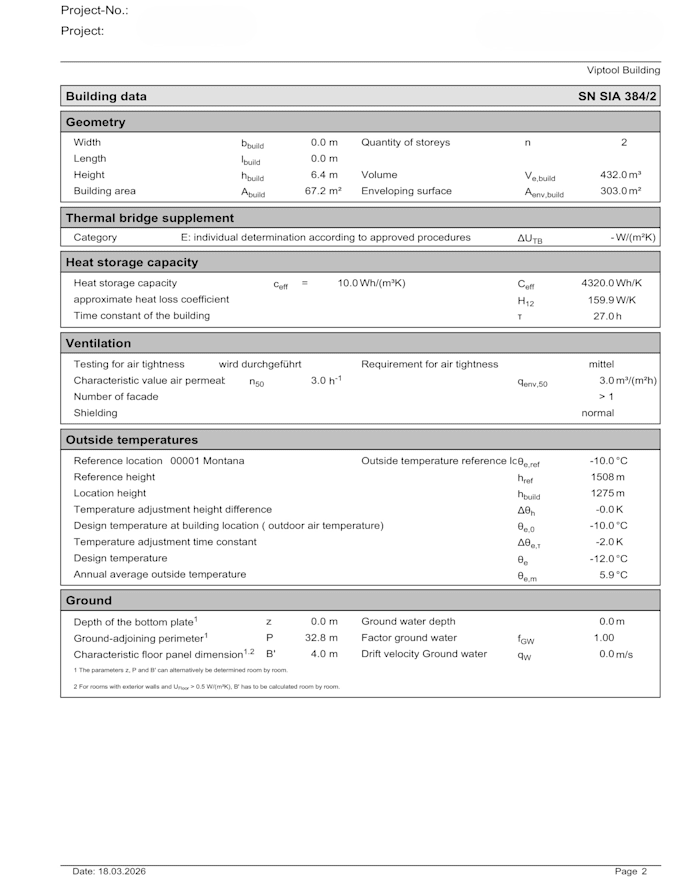 perform a heating load calculation din en 12831