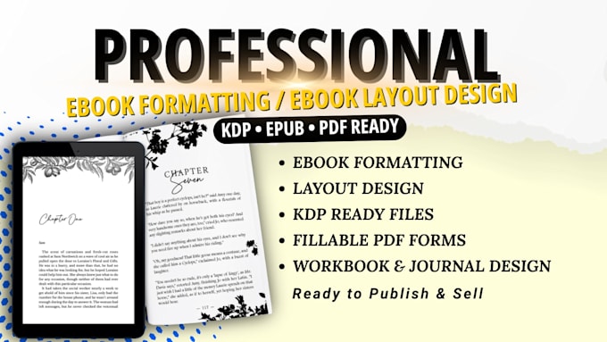 do ebook interior formatting, ebook layout formatting design fillable pdf design
