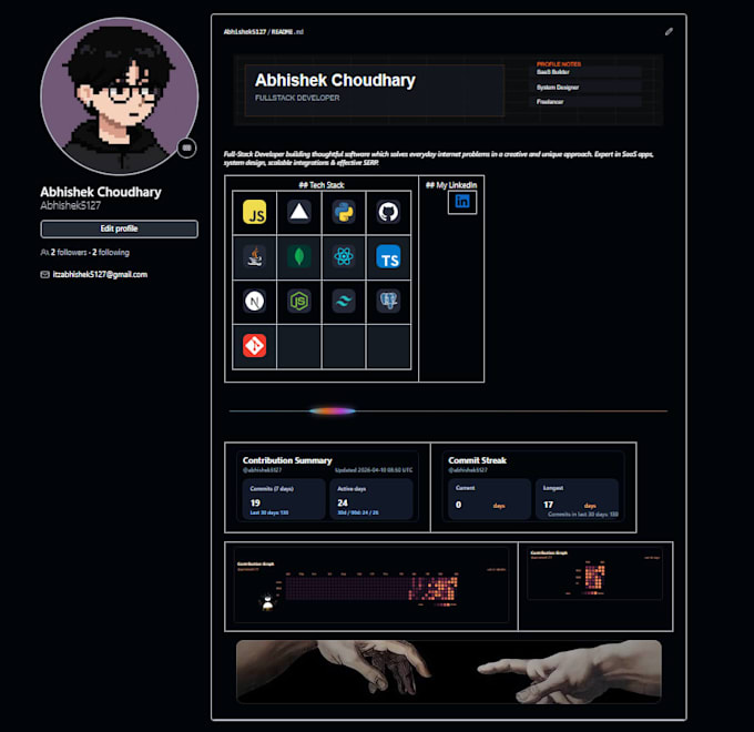 create a aesthetic github readme for you
