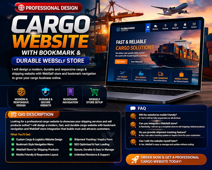 design cargo website with bookmark durable cargo webself store