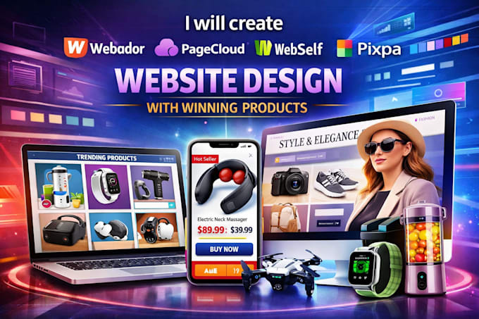 create webador pagecloud webself pixpa website design with winning products
