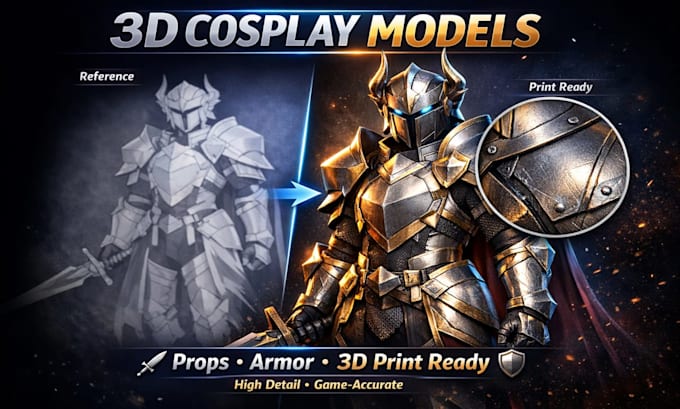 create detailed 3d cosplay models, armor, and props
