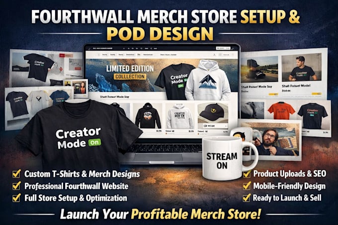 design fourth wall website fourthwall store set up merch tshirt pod design