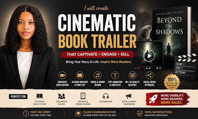 create a cinematic book trailer for amazon KDP promotion