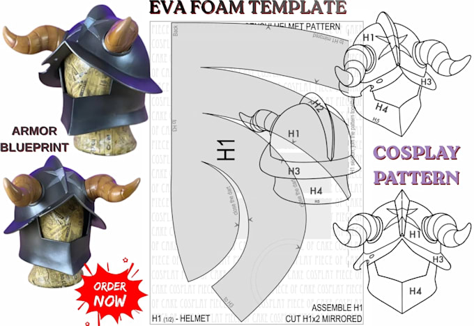Create cosplay pattern, eva foam template, armor blueprint anime ...
