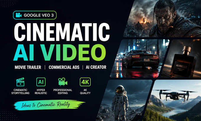 create cinematic ai commercial video ads, ai movie trailer using google veo 3