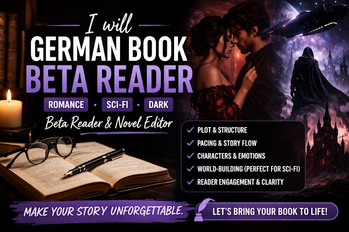 be your german beta reader romance science fiction, novel editor scifi dark
