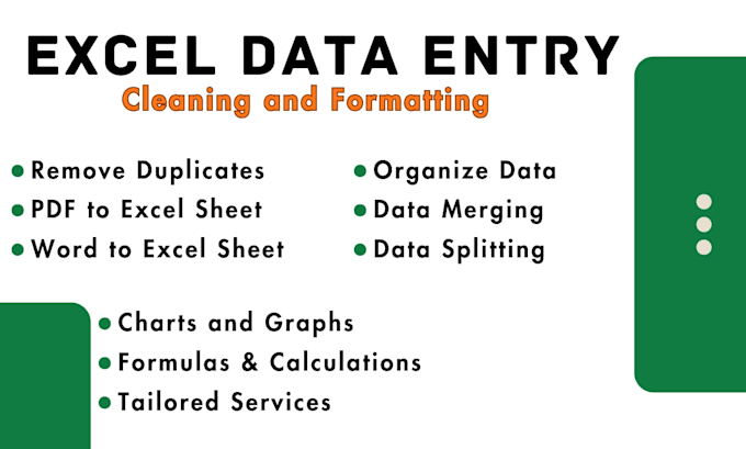 clean, format, merge, split, organize excel data
