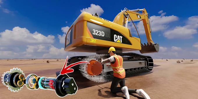 create industrial 3d heavy machinery construction simulations process animation