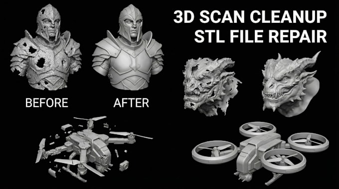 do stl file repair, edit obj file, custom 3d model file modification, mesh fix
