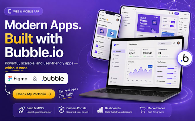 be your bubble io developer, bubble app, bubble developer, bubble io mvp web app
