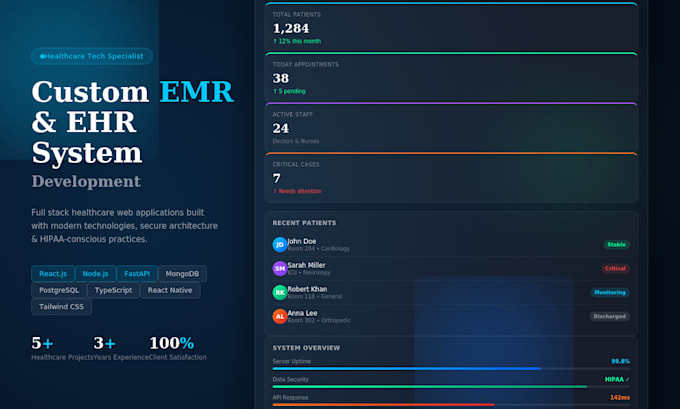 create a full stack emr or ehr web application for clinics and hospitals
