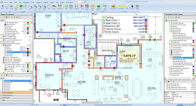 electrical plumbing drainage drywall material takeoff architecture floor plan