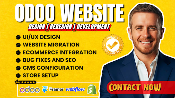 build develop migrate odoo website design framer website webflow shopify design