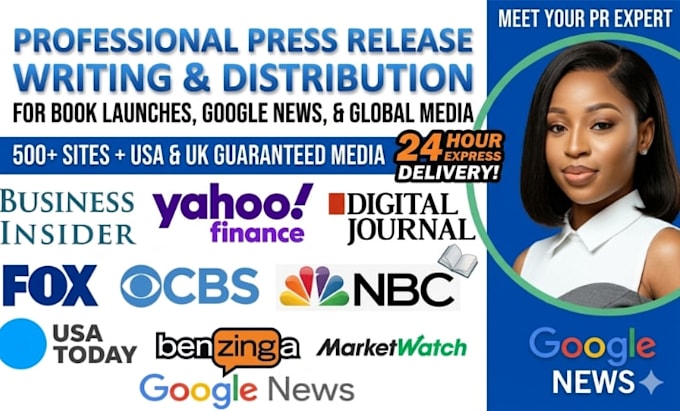 write and distribute a professional press release for book launch, google news