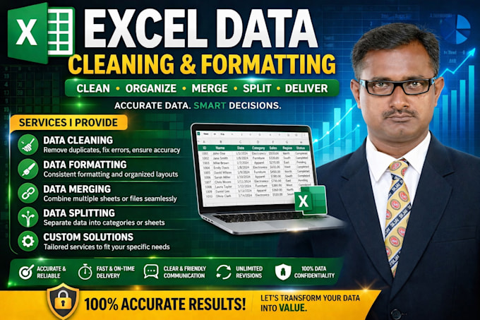 clean, format, merge, split excel data