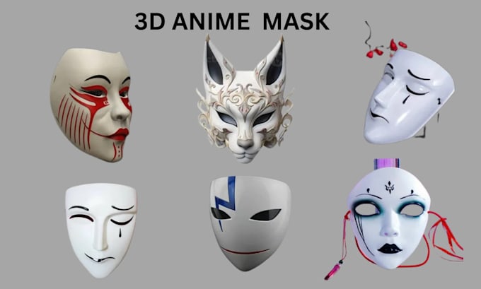 create 3d print and  paint anime mask and props model