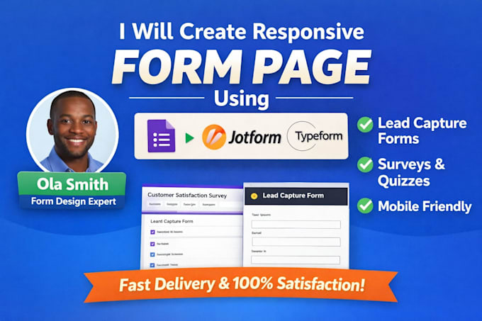 create responsive form page using google forms, jotform or typeform