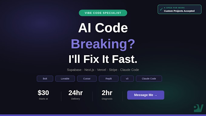 fix your vibe coded app debug ai generated code or finish stuck features