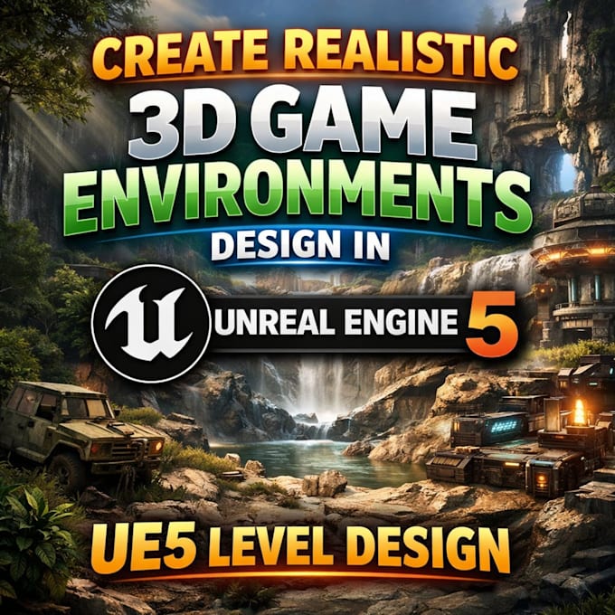 create realistic 3d game environments design in unreal engine 5 ue5 level design