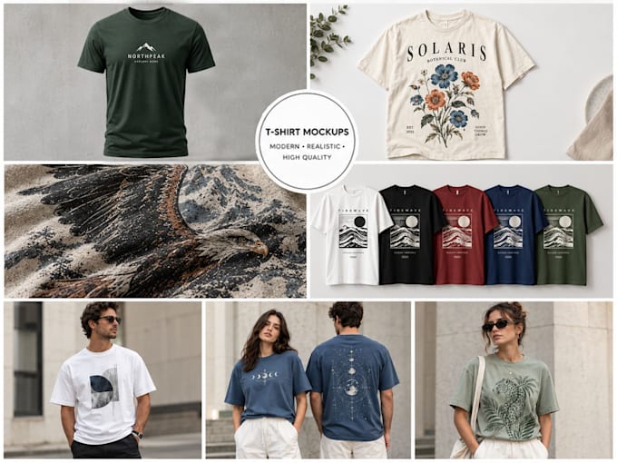 create unique realistic modern lifestyle t shirt mockups