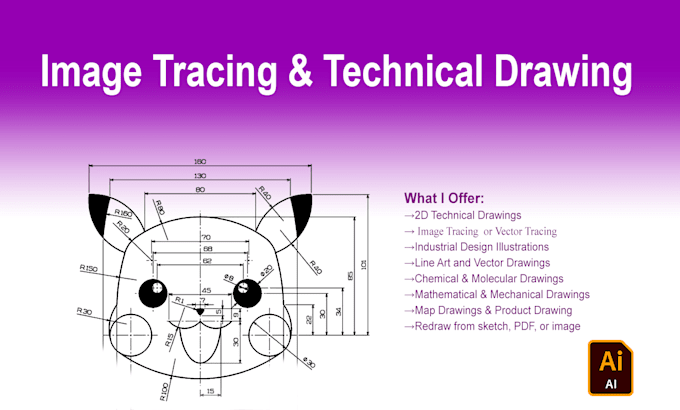 Beeld traceren, technische tekening, engineering tekening, 2d ...