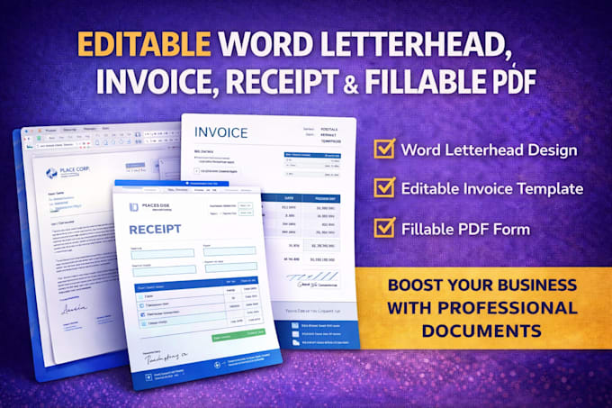 Cee Invoice Modèle de facture, reçu, devis, pdf remplissable, en-tête word modifiable