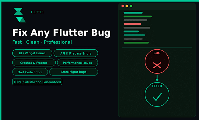 fix flutter app bugs, UI issues, API errors and performance problems