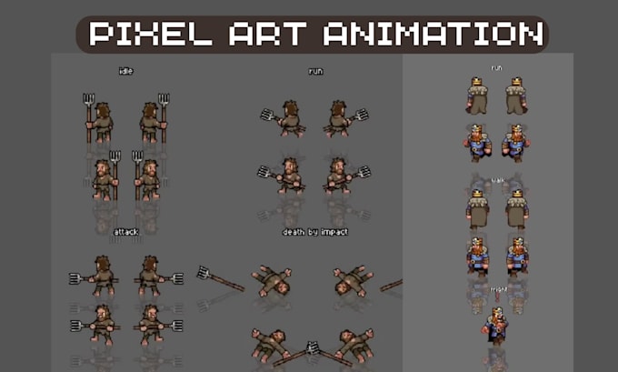 do pixel art animation 2d sprite sheet pixel art character and pixel animation
