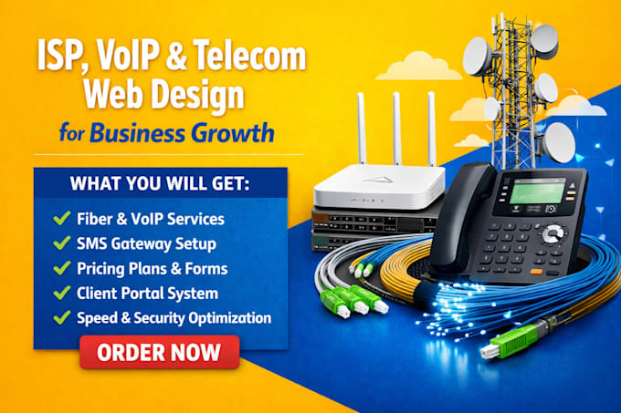 build isp, voip, SMS telecom wix website with fiber network cloud