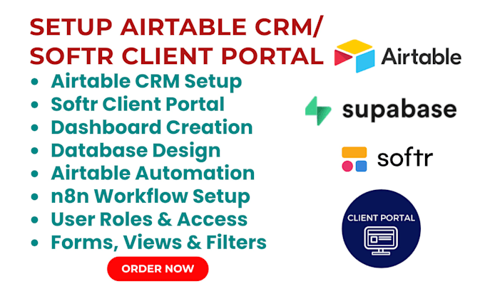 setup airtable softr client portal dashboard database automation with n8n