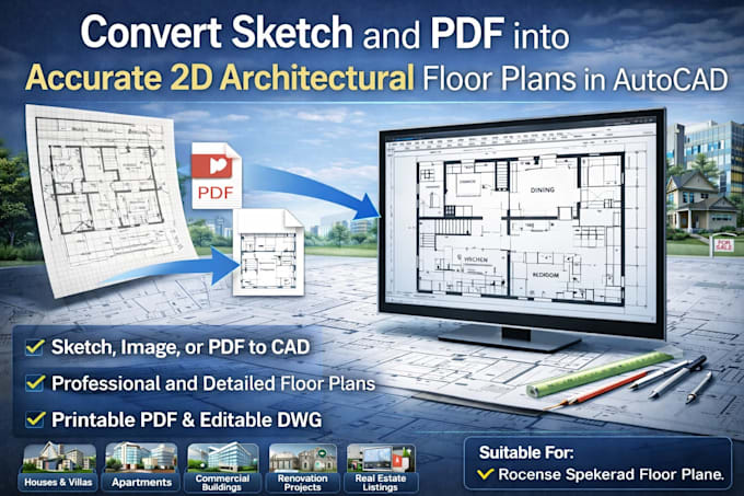 Convert sketch and pdf into accurate 2d architectural floor plans in ...