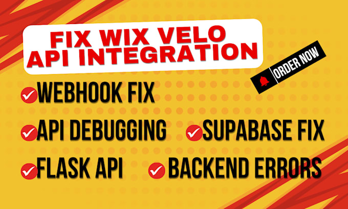 fix wix velo API, supabase API, webhooks, stripe and flask API issues
